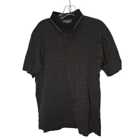 David Taylor Black Grid Polo Shirt Short Sleeve Lightweight Men's - Picture 5 of 5
